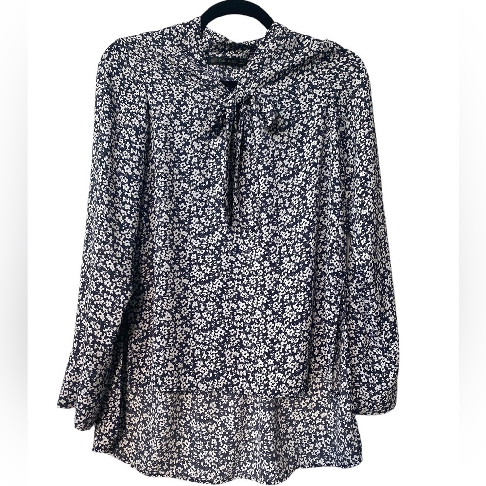Zara Floral Blouse‎ Career Work XS Dark Academia Ditsy Floral Fairy Feminine